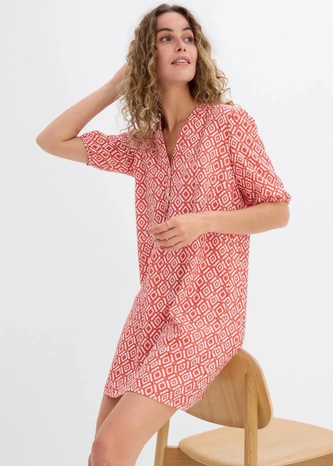 Damen bonprix Bekleidung·Pullover & Strickjacken|Kleider|Tunika-Kleid aus fließender Viskose