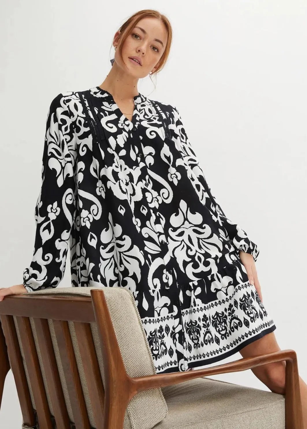 Damen bonprix Bekleidung·Pullover & Strickjacken|Kleider|Tunika-Kleid aus fließender Viskose