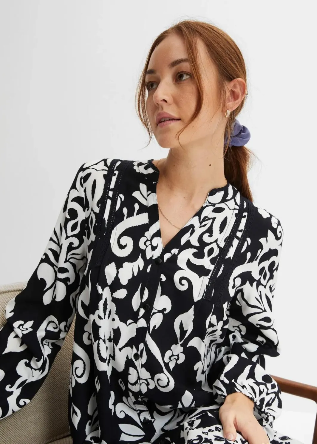 Damen bonprix Bekleidung·Pullover & Strickjacken|Kleider|Tunika-Kleid aus fließender Viskose