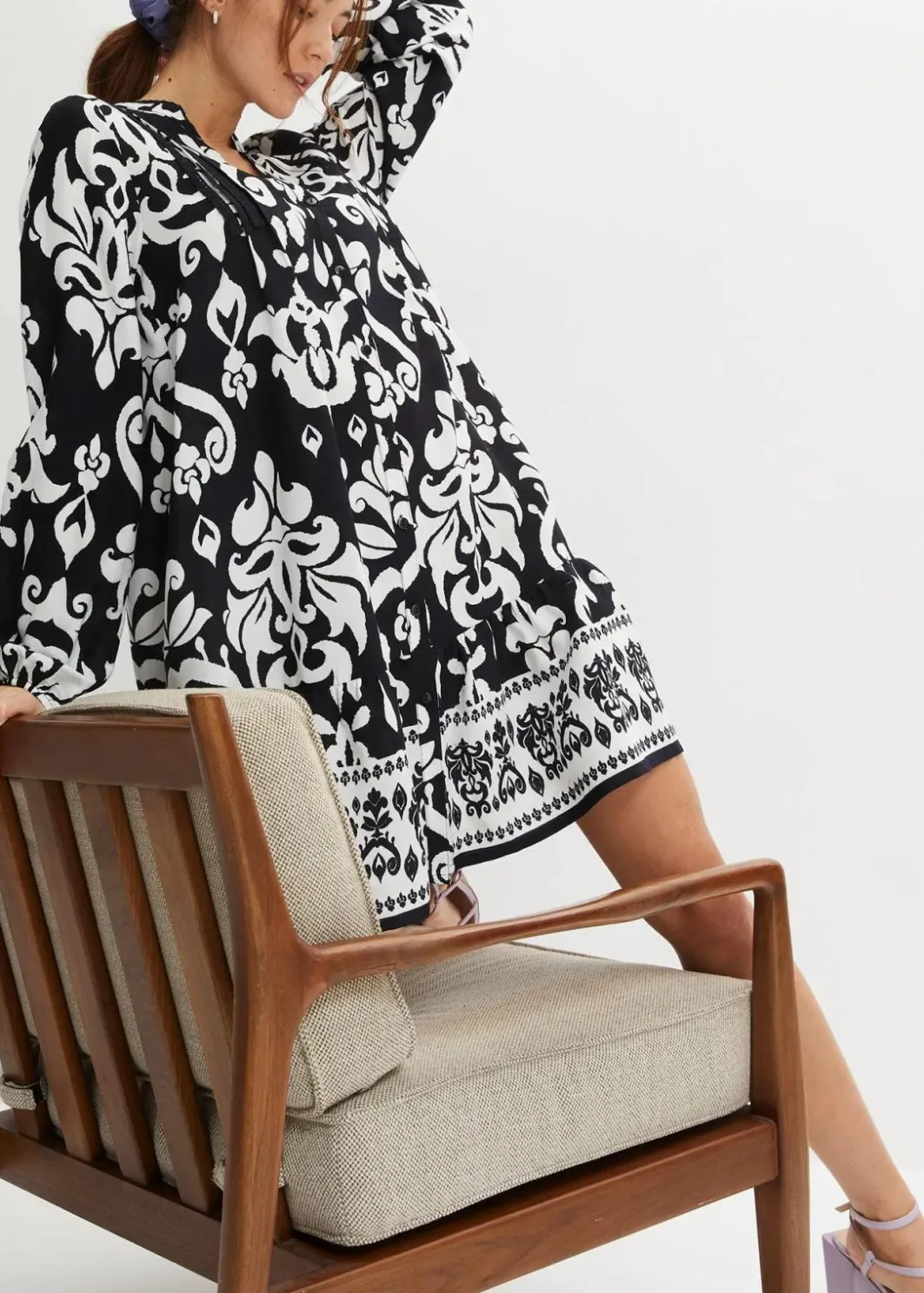 Damen bonprix Bekleidung·Pullover & Strickjacken|Kleider|Tunika-Kleid aus fließender Viskose