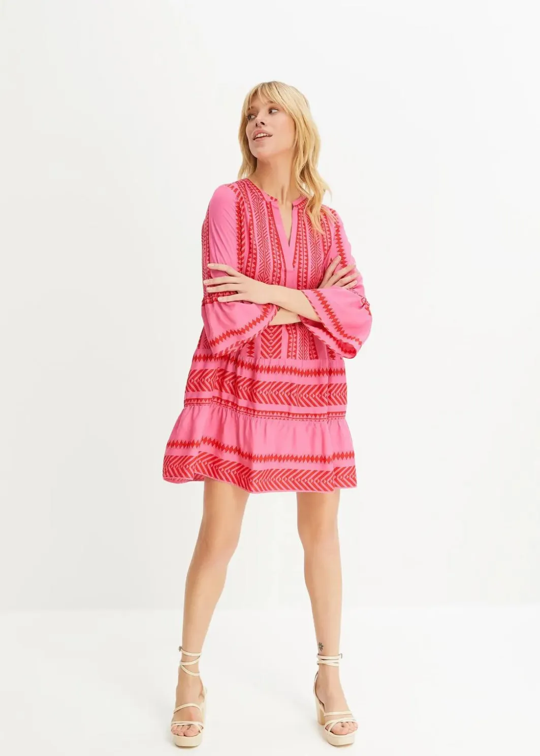 Damen bonprix Bekleidung·Pullover & Strickjacken|Kleider|Tunika-Kleid aus fließender Viskose