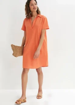 Sale Tunika-Kleid aus leichtem Leinen-Mix Damen Bekleidung·Jacken & Mäntel|Blusen & Tuniken