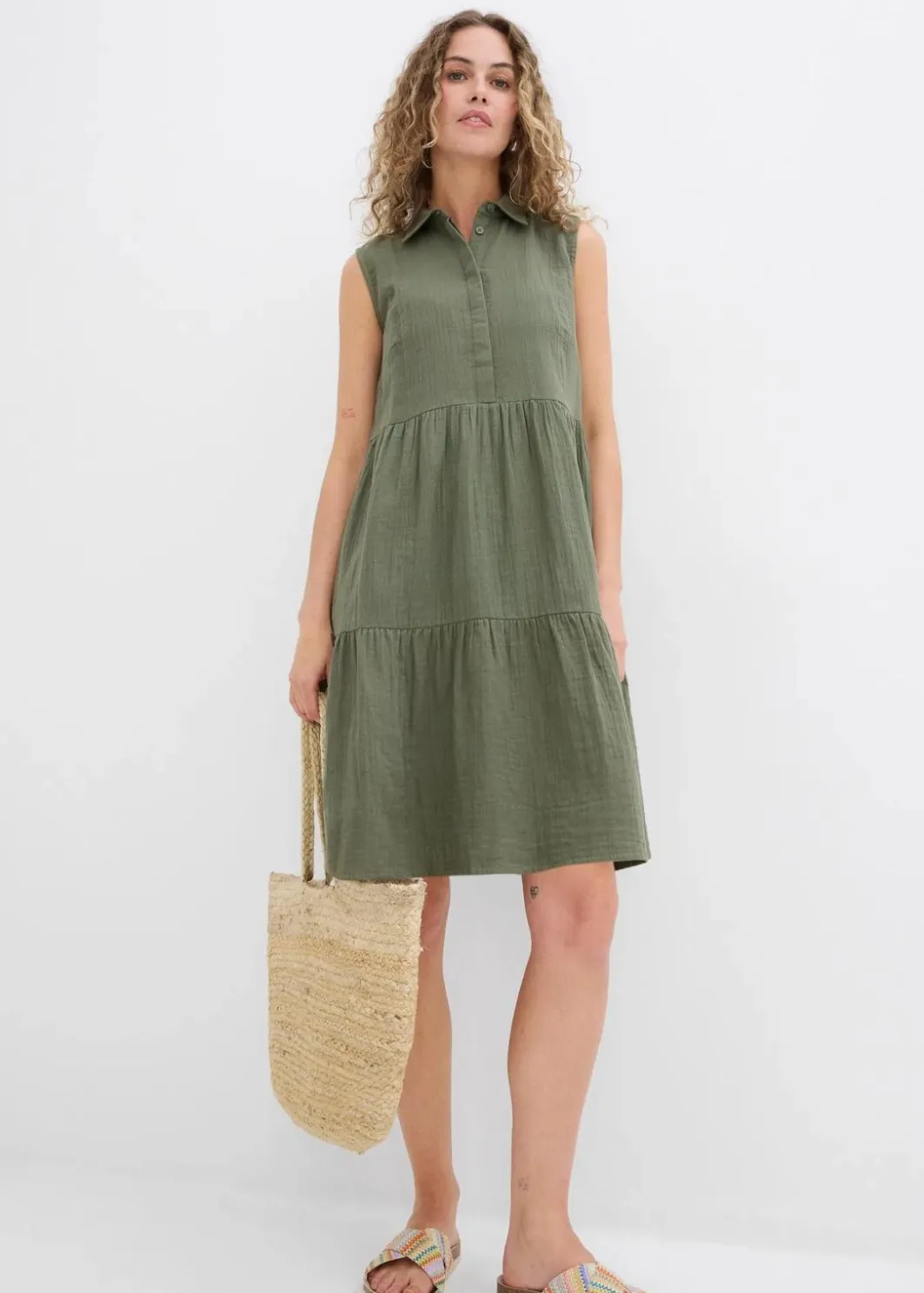 Damen bonprix Bekleidung·Pullover & Strickjacken|Kleider|Tunika-Kleid aus luftigem Musselin