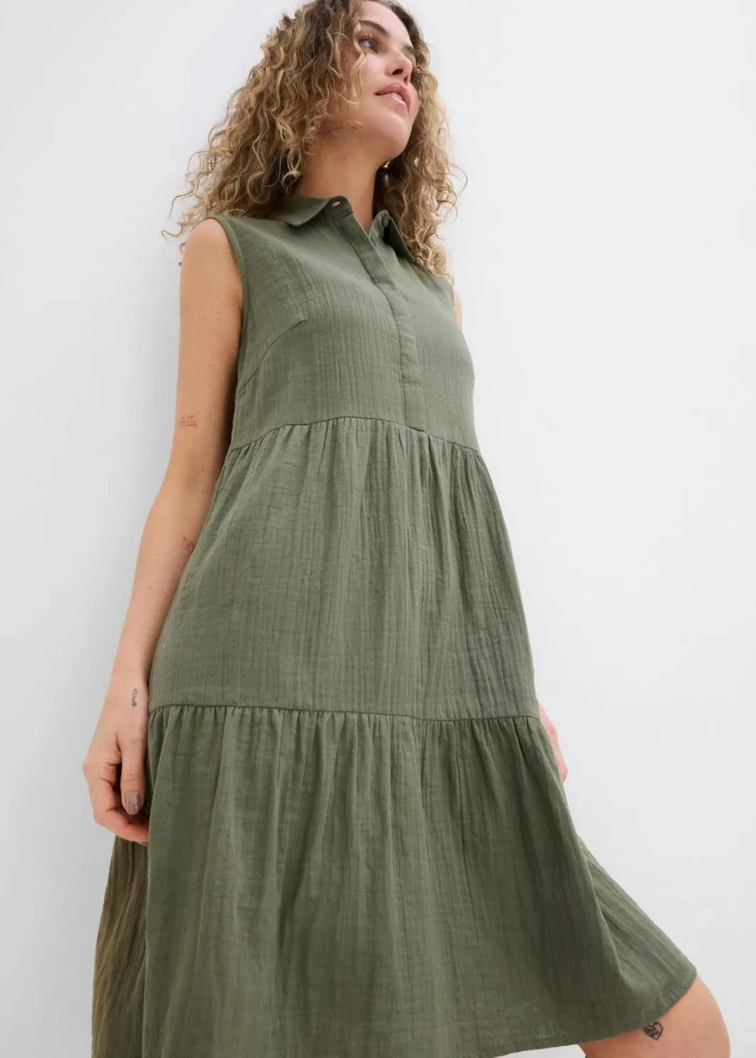 Damen bonprix Bekleidung·Pullover & Strickjacken|Kleider|Tunika-Kleid aus luftigem Musselin