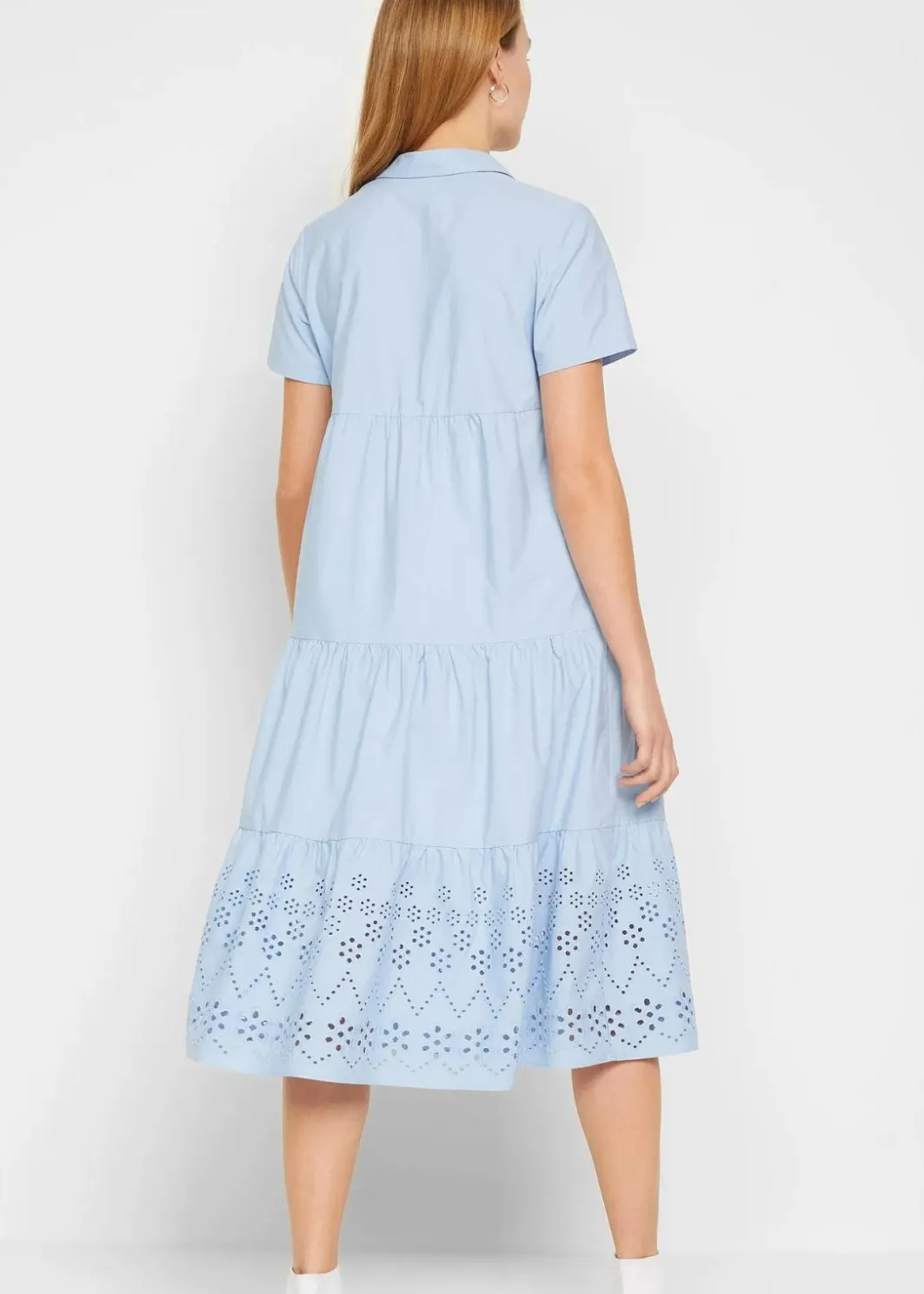 New Tunika-Kleid aus reiner Baumwolle mit Lochstickerei Damen Kleider|Bekleidung·Pullover & Strickjacken