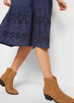 Damen bonprix Kleider|Bekleidung·Pullover & Strickjacken|Tunika-Kleid aus reiner Baumwolle mit Lochstickerei