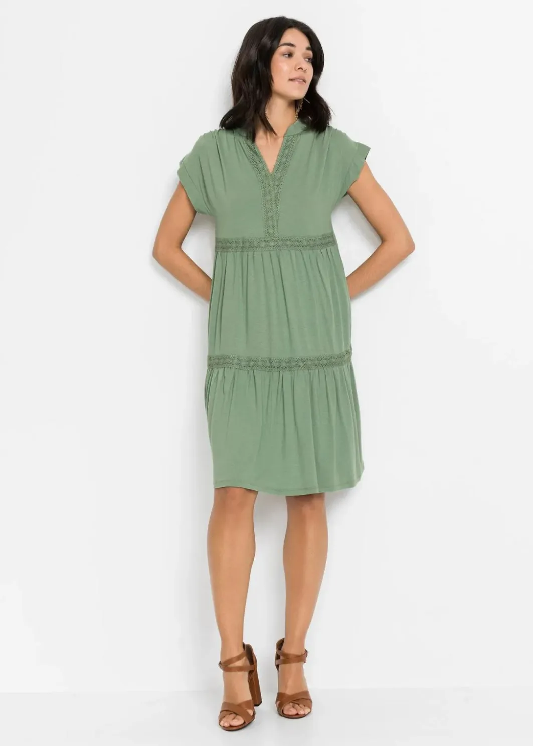 Damen bonprix Bekleidung·Pullover & Strickjacken|Kleider|Tunika-Kleid aus softem Viskose-Mix