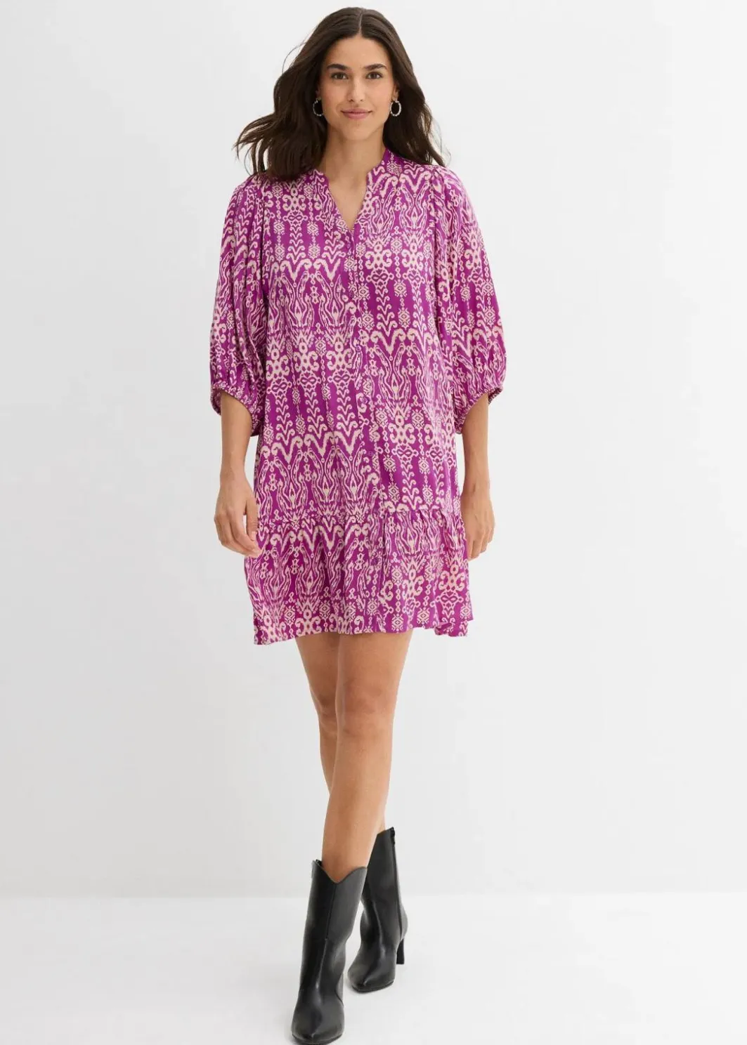 New Tunika-Kleid aus softer Viskose Damen Kleider|Bekleidung·Pullover & Strickjacken