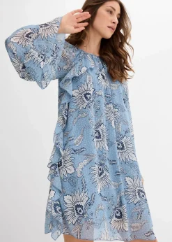 Damen bonprix Kleider|Nachhaltigere Materialien|Tunika-Kleid aus strukturiertem Chiffon