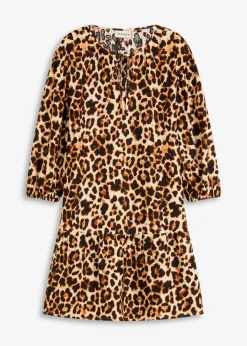 Online Tunika-Kleid aus strukturiertem Crêpe Damen Bekleidung·Pullover & Strickjacken|Kleider