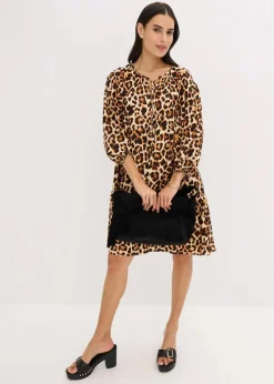 Online Tunika-Kleid aus strukturiertem Crêpe Damen Bekleidung·Pullover & Strickjacken|Kleider