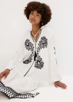 Outlet Tunika-Kleid aus strukturierter Viskose Damen Bekleidung·Pullover & Strickjacken|Kleider
