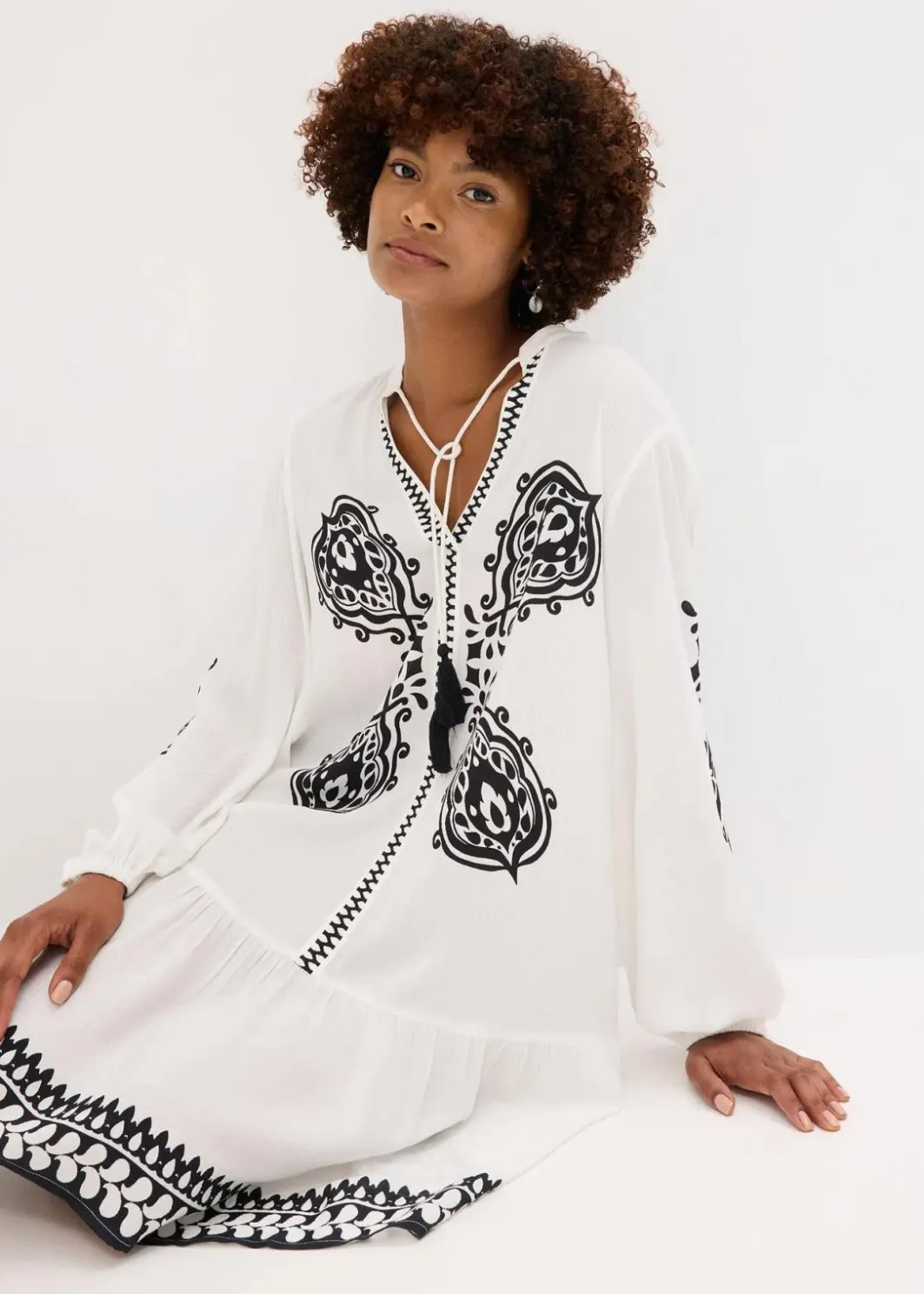 Outlet Tunika-Kleid aus strukturierter Viskose Damen Bekleidung·Pullover & Strickjacken|Kleider