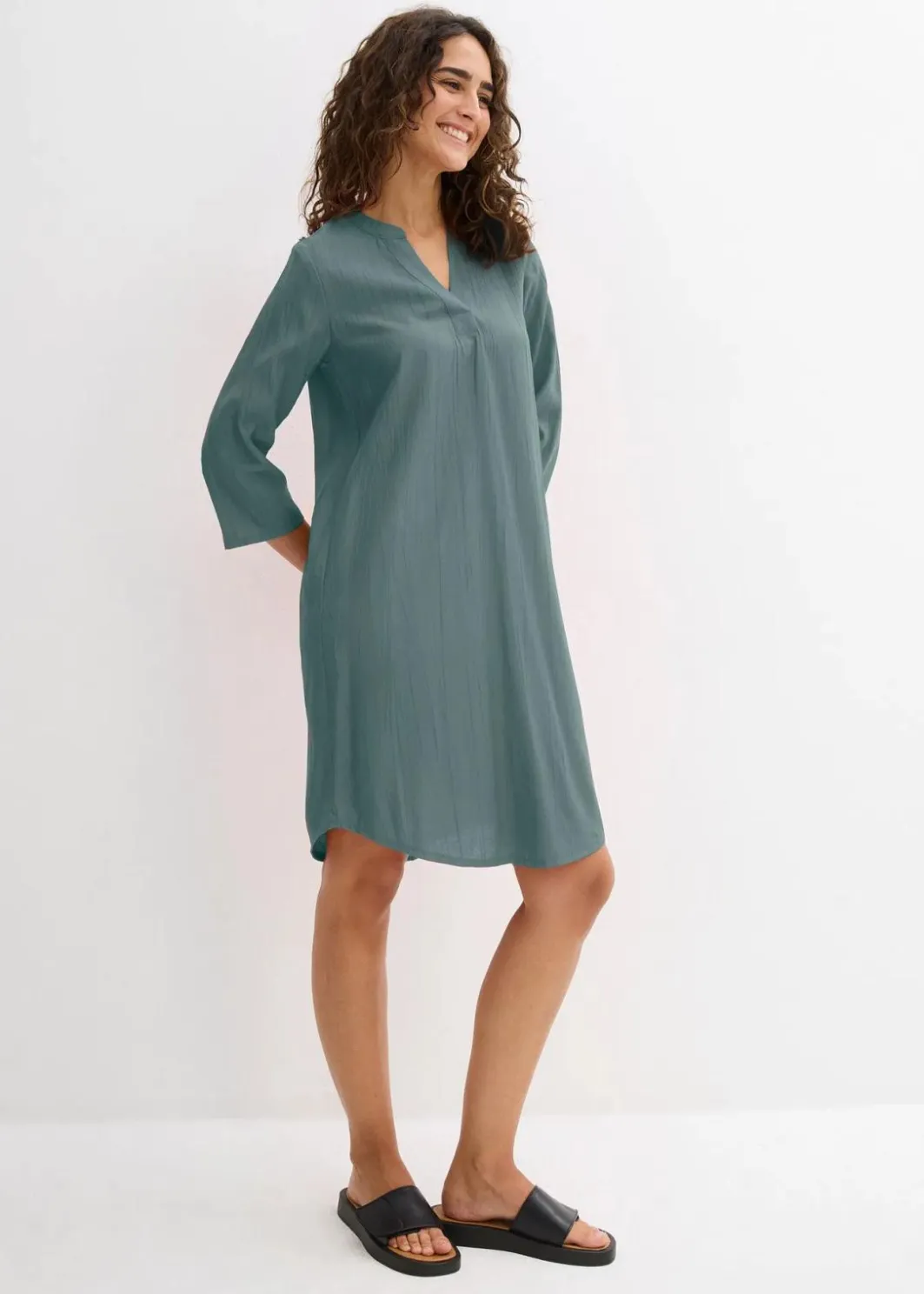 Damen bonprix Bekleidung·Pullover & Strickjacken|Tunika-Kleid aus Viskose-Mix mit Struktur Effekt