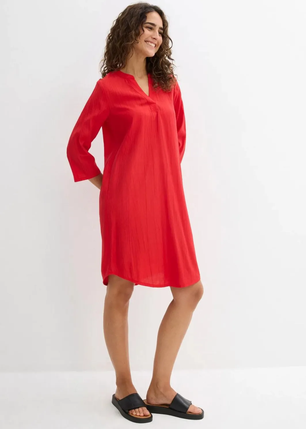 Sale Tunika-Kleid aus Viskose-Mix mit Struktur Effekt Damen Bekleidung·Pullover & Strickjacken