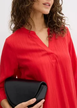 Sale Tunika-Kleid aus Viskose-Mix mit Struktur Effekt Damen Bekleidung·Pullover & Strickjacken