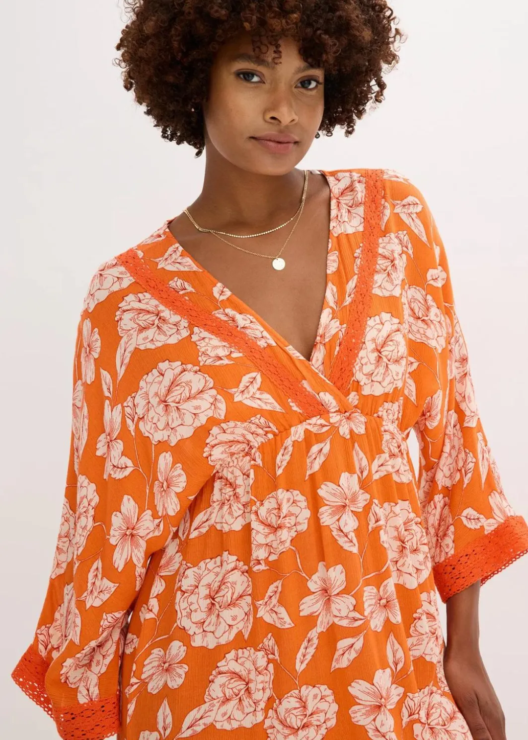 Clearance Tunika-Kleid mit Spitze aus strukturierter Viskose Damen Bekleidung·Pullover & Strickjacken|Kleider