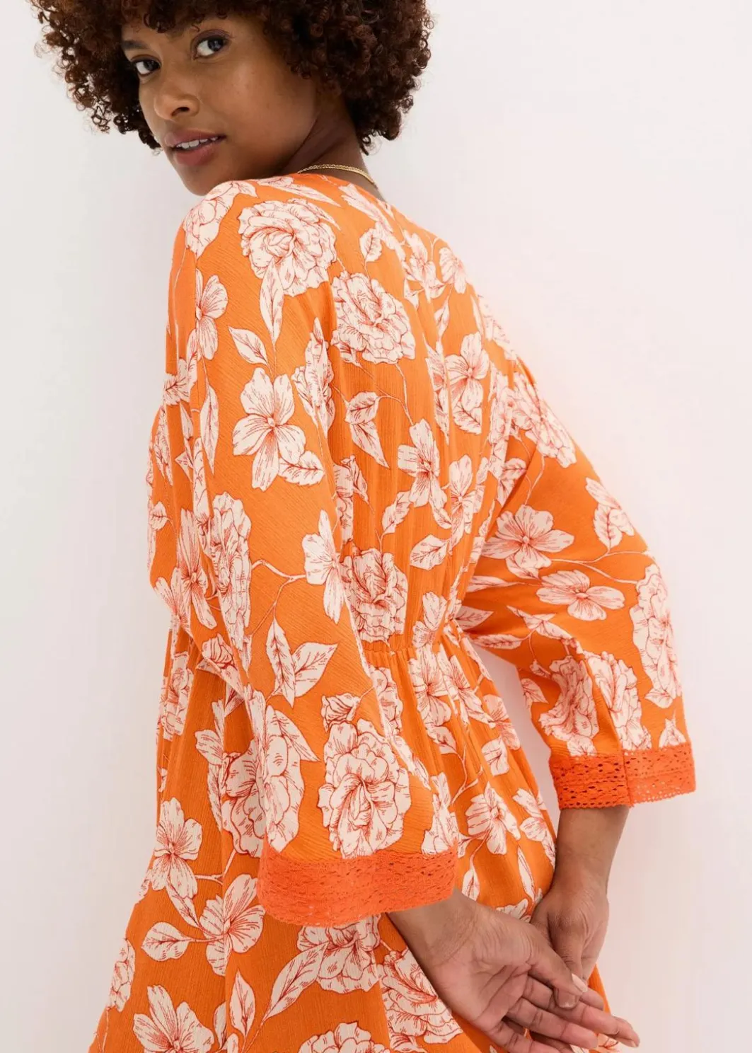 Clearance Tunika-Kleid mit Spitze aus strukturierter Viskose Damen Bekleidung·Pullover & Strickjacken|Kleider