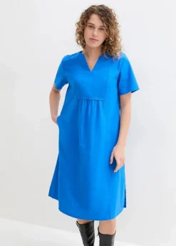 Online Tunika-Kleid mit Taschen aus Leinen-Baumwoll-Mix Damen Bekleidung·Pullover & Strickjacken|Kleider