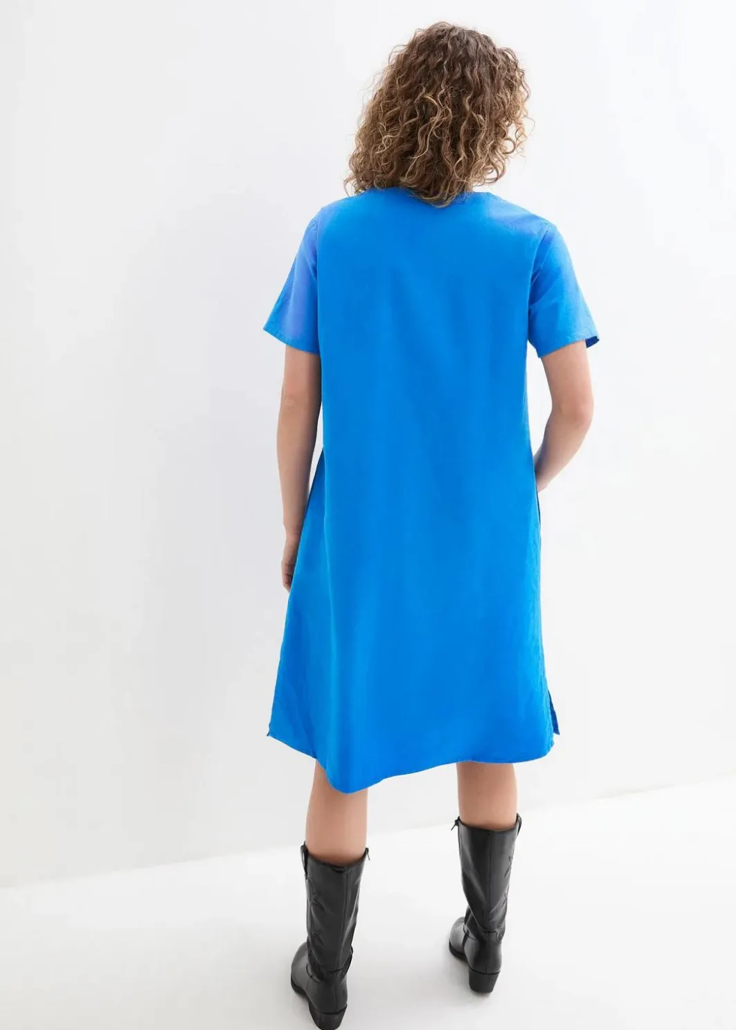Online Tunika-Kleid mit Taschen aus Leinen-Baumwoll-Mix Damen Bekleidung·Pullover & Strickjacken|Kleider