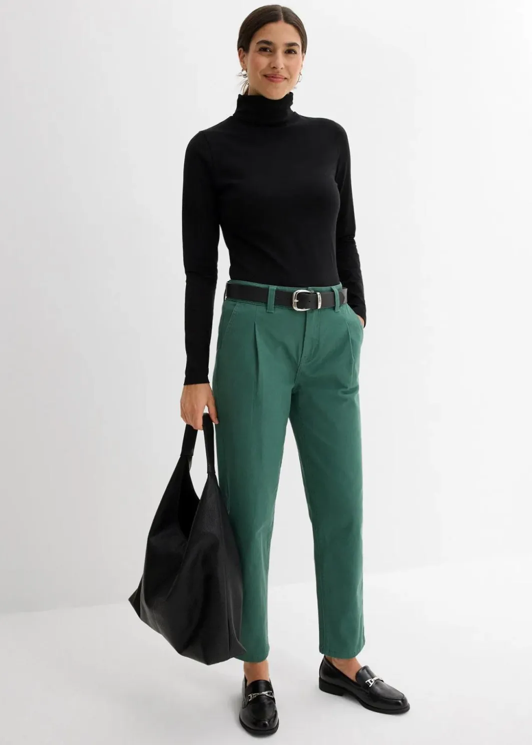 Damen bonprix Hosen|Bekleidung·Kleider|Twillhose im Barrel Shape
