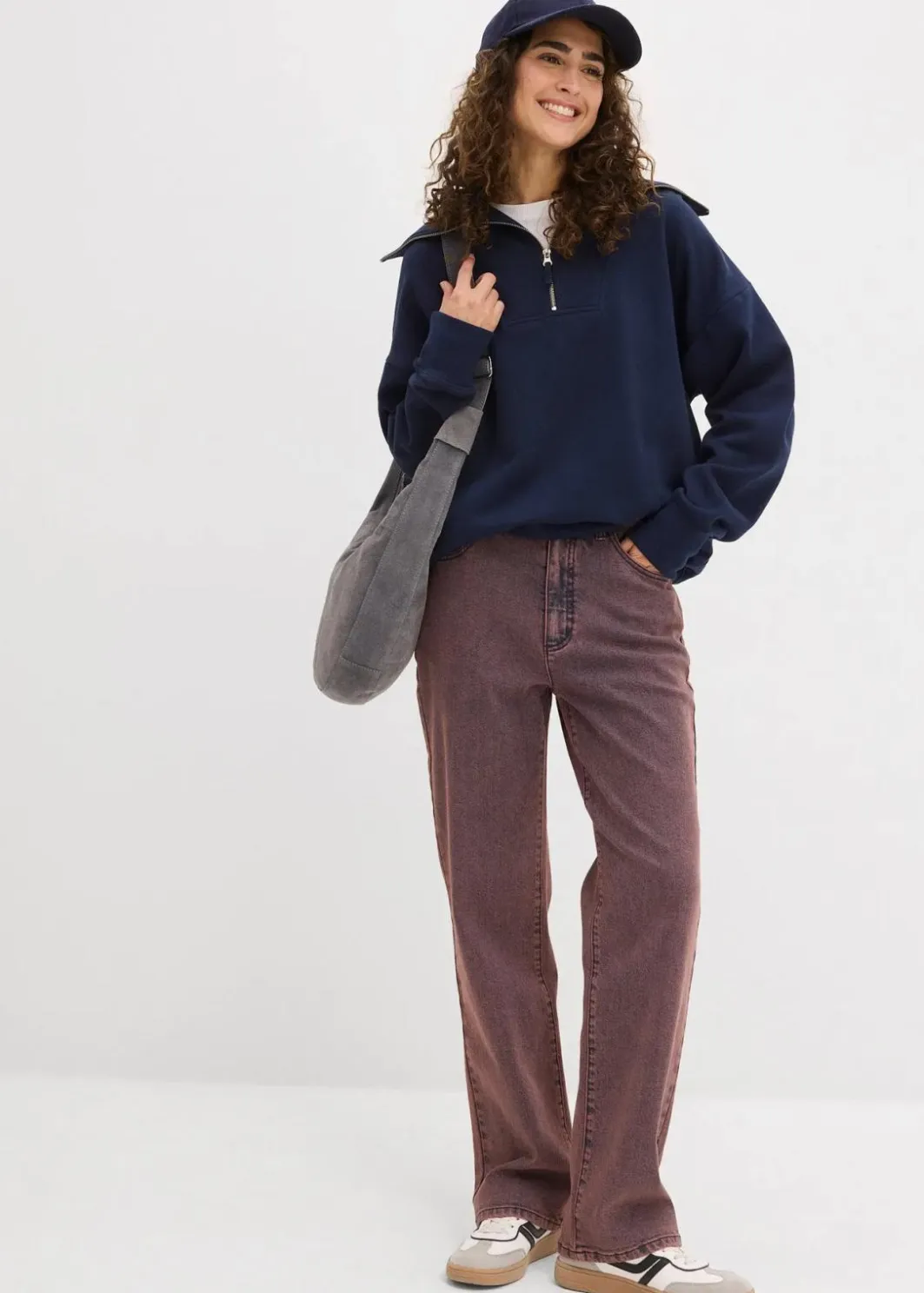 Damen bonprix Bekleidung·Kleider|Hosen|Twillhose mit Acid Wash