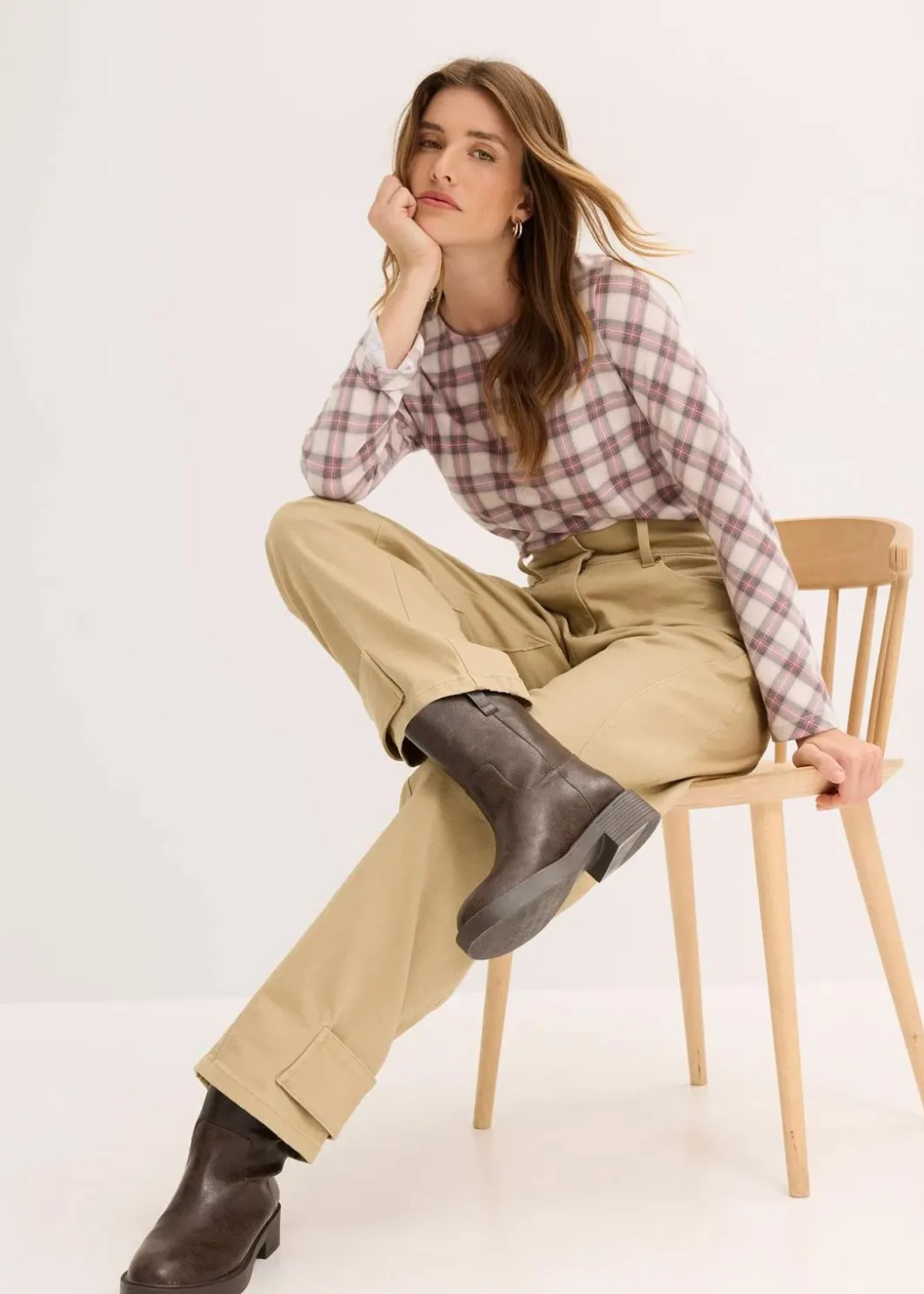 Damen bonprix Bekleidung·Kleider|Hosen|Twillhose mit hohem Bund