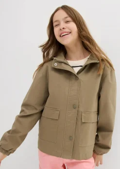 Kinder bonprix Mädchen 9-16 Jahre·Jacken & Outdoor|Twill-Jacke mit aufgesetzten Taschen und Kapuze