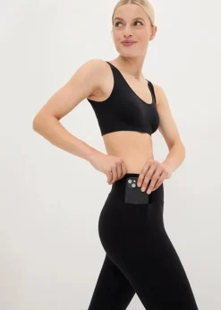 Damen bonprix Bekleidung·Sweat|Bekleidung·Kleider|Ultrasofte Sport-Leggings mit seitlichen Taschen, Capri-Länge