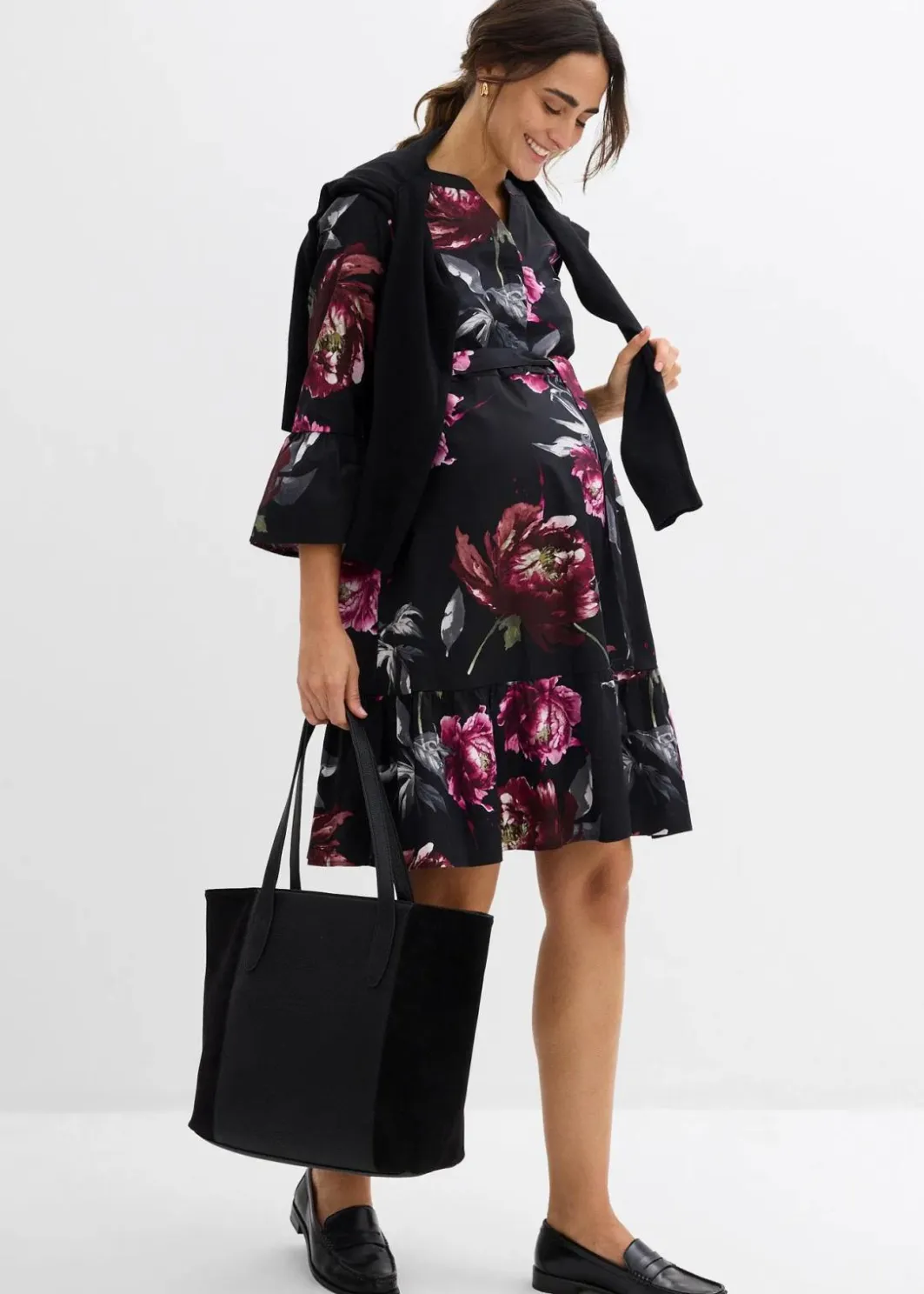 Damen bonprix Bekleidung·Blazer|Umstandsmode|Umstands- und Stillblusenkleid aus reinem Bio-Baumwoll-Satin