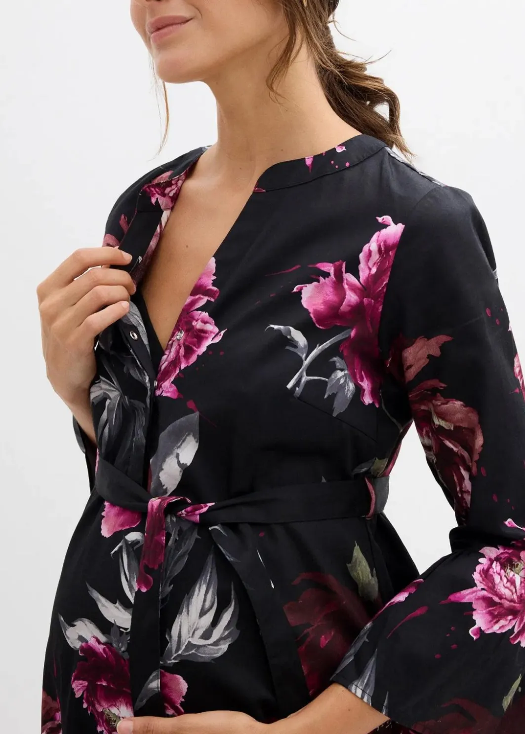 Damen bonprix Bekleidung·Blazer|Umstandsmode|Umstands- und Stillblusenkleid aus reinem Bio-Baumwoll-Satin