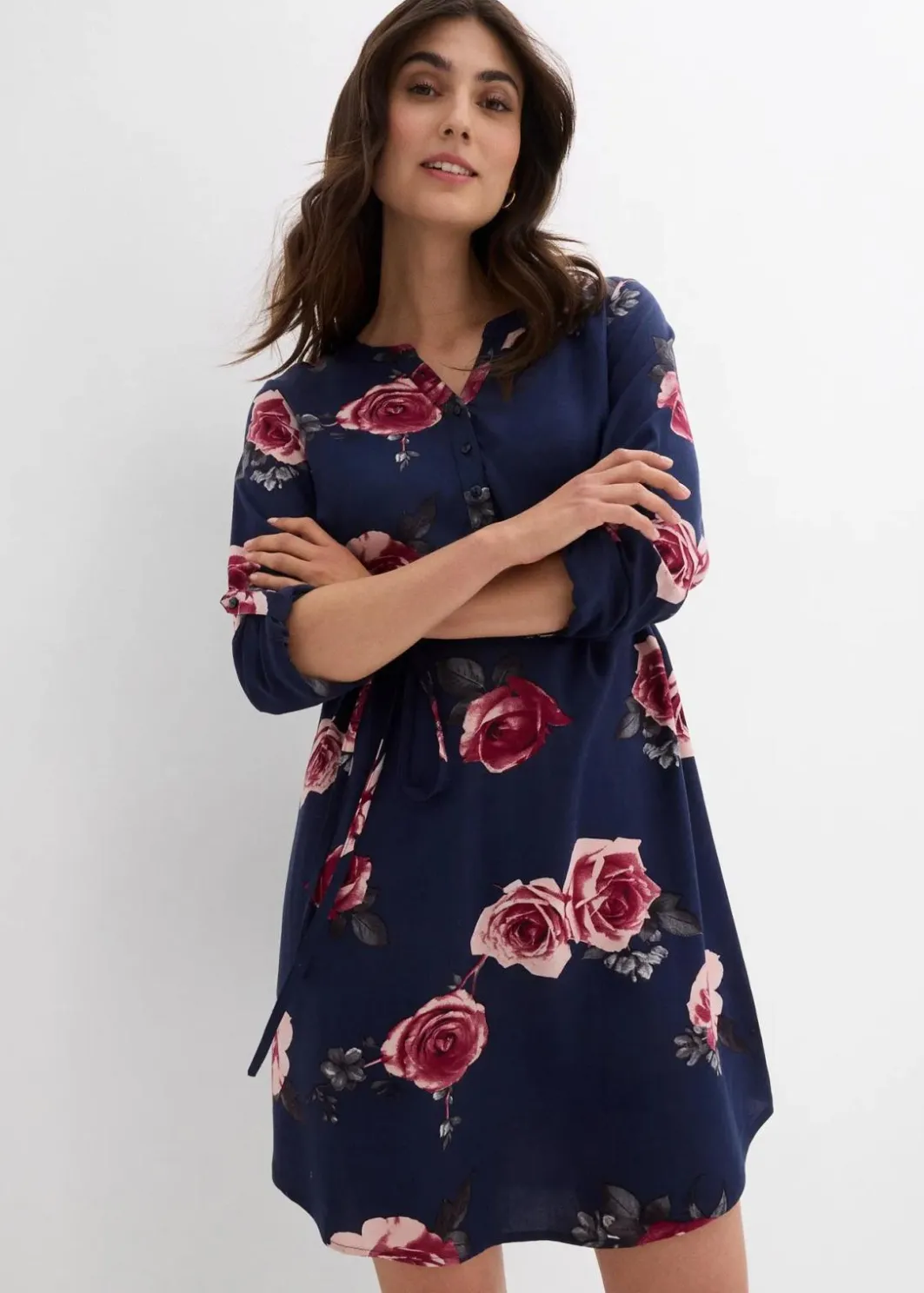 Damen bonprix Umstandsmode|Nachhaltigere Materialien|Umstands- und Stillblusenkleid aus fließender Viskose