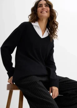 Damen bonprix Bekleidung·Blazer|Umstandsmode|Umstands- und Stillset aus Pullover und ärmelloser Bluse aus Bio-Baumwolle