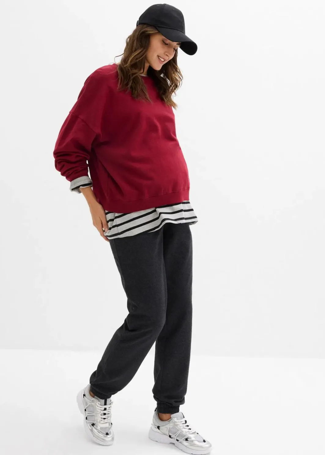 Damen bonprix Umstandsmode|Umstands-Jogginghose mit Bequembund aus weichem Baumwoll-Mix