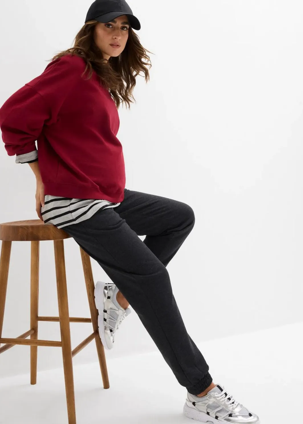 Damen bonprix Umstandsmode|Umstands-Jogginghose mit Bequembund aus weichem Baumwoll-Mix