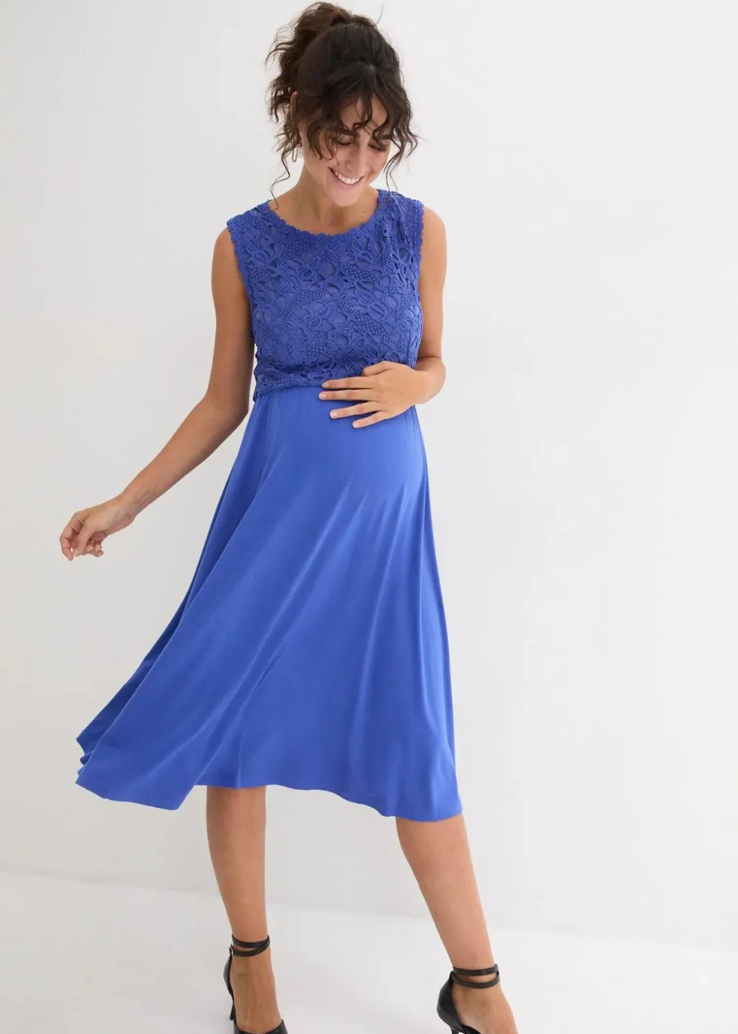 Damen bonprix Nachhaltigere Materialien|Umstandsmode|Umstandskleid mit Spitze aus Jersey