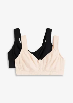 Damen bonprix Große Cups D-H|Nachhaltigere Materialien|Ungepolsterter T-Shirt BH ohne Bügel mit Bio-Baumwolle (2er Pack)