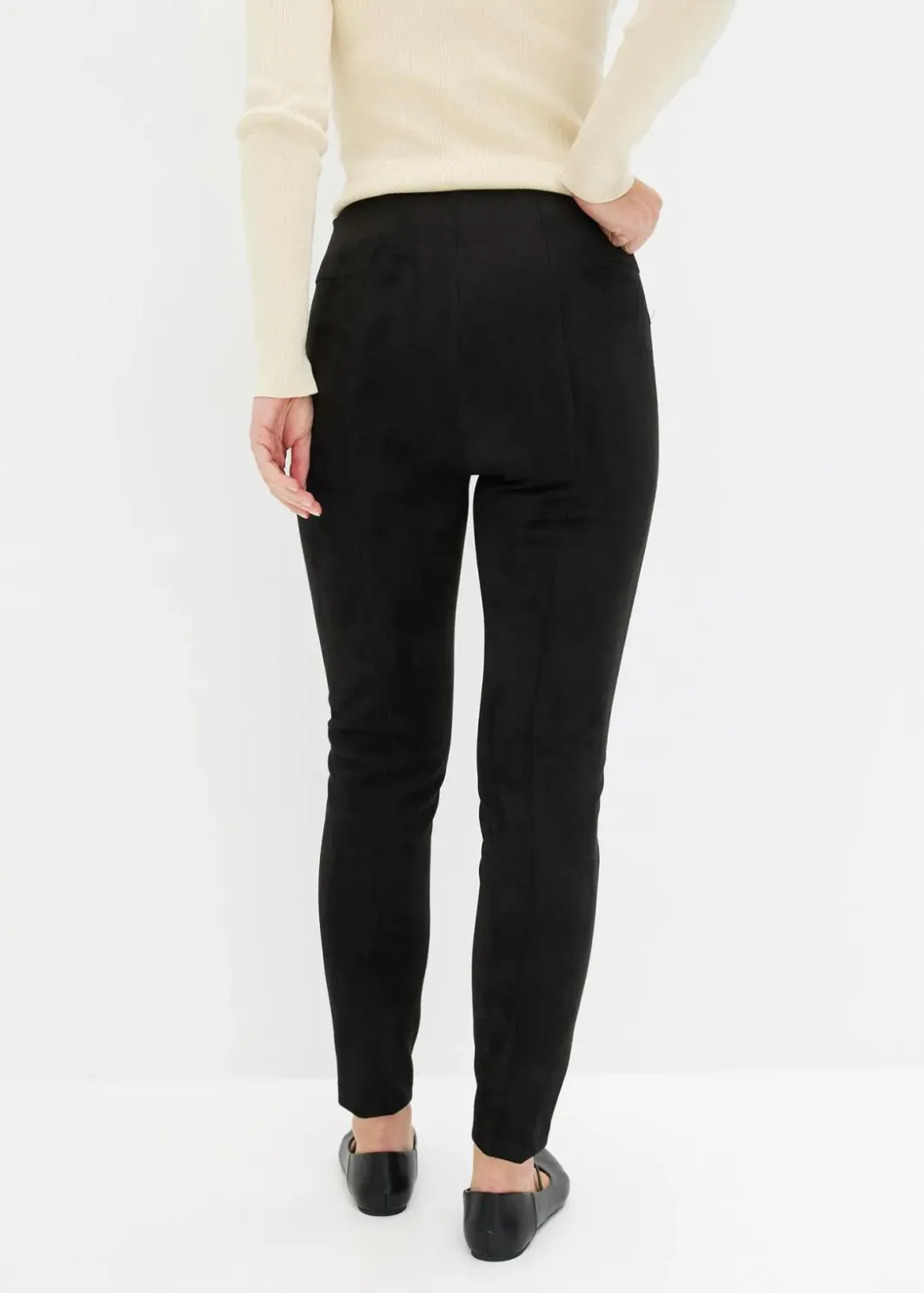 Damen bonprix Hosen|Bekleidung·Kleider|Velourlederimitat-Hose mit Bequembund
