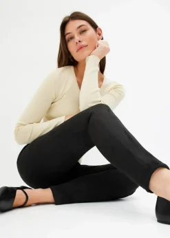 Damen bonprix Hosen|Bekleidung·Kleider|Velourlederimitat-Hose mit Bequembund
