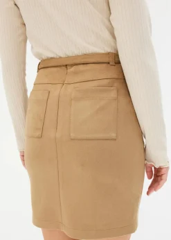 Damen bonprix Röcke|Bekleidung·Sportbekleidung|Velourlederimitat-Rock mit Gürtel