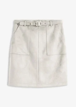 Outlet Velourlederimitat-Rock mit Gürtel Damen Bekleidung·Sportbekleidung|Röcke