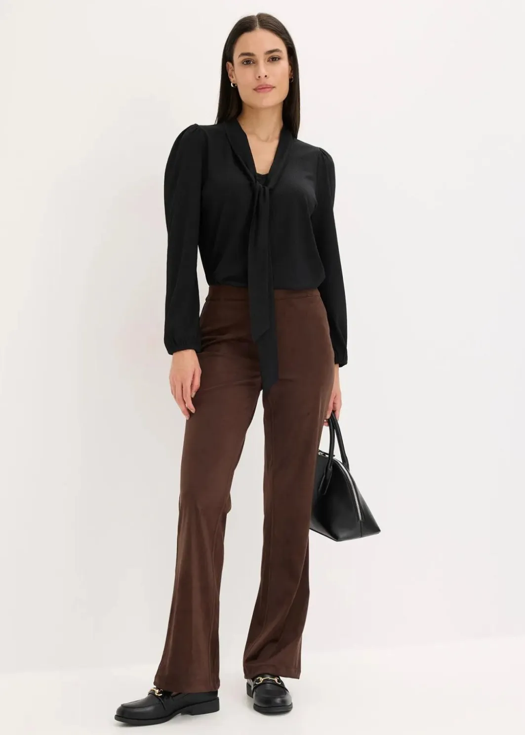 Velourslederimitat Flared Hose Damen Hosen|Bekleidung·Kleider