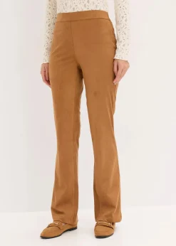 Outlet Velourslederimitat Flared Hose Damen Bekleidung·Kleider|Hosen