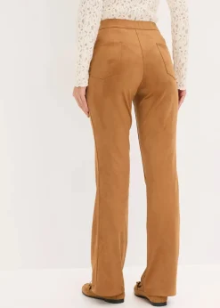 Outlet Velourslederimitat Flared Hose Damen Bekleidung·Kleider|Hosen