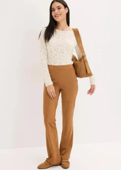 Outlet Velourslederimitat Flared Hose Damen Bekleidung·Kleider|Hosen
