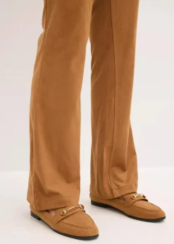 Outlet Velourslederimitat Flared Hose Damen Bekleidung·Kleider|Hosen