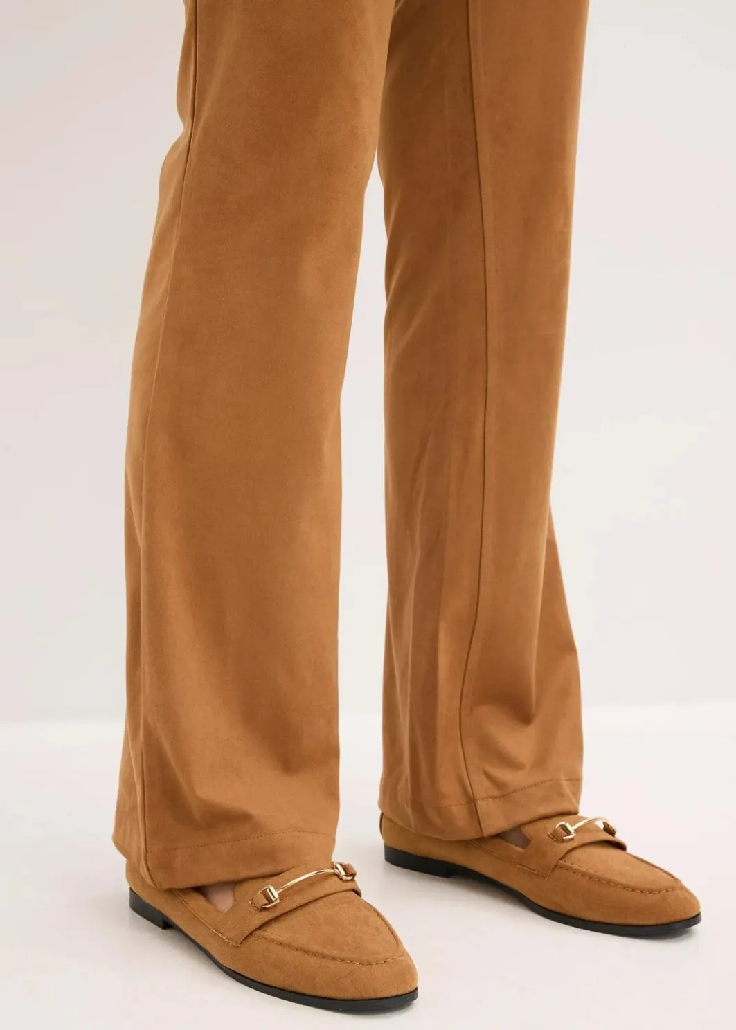 Outlet Velourslederimitat Flared Hose Damen Bekleidung·Kleider|Hosen