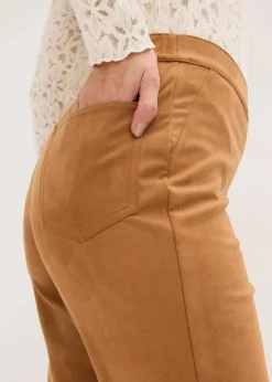 Outlet Velourslederimitat Flared Hose Damen Bekleidung·Kleider|Hosen