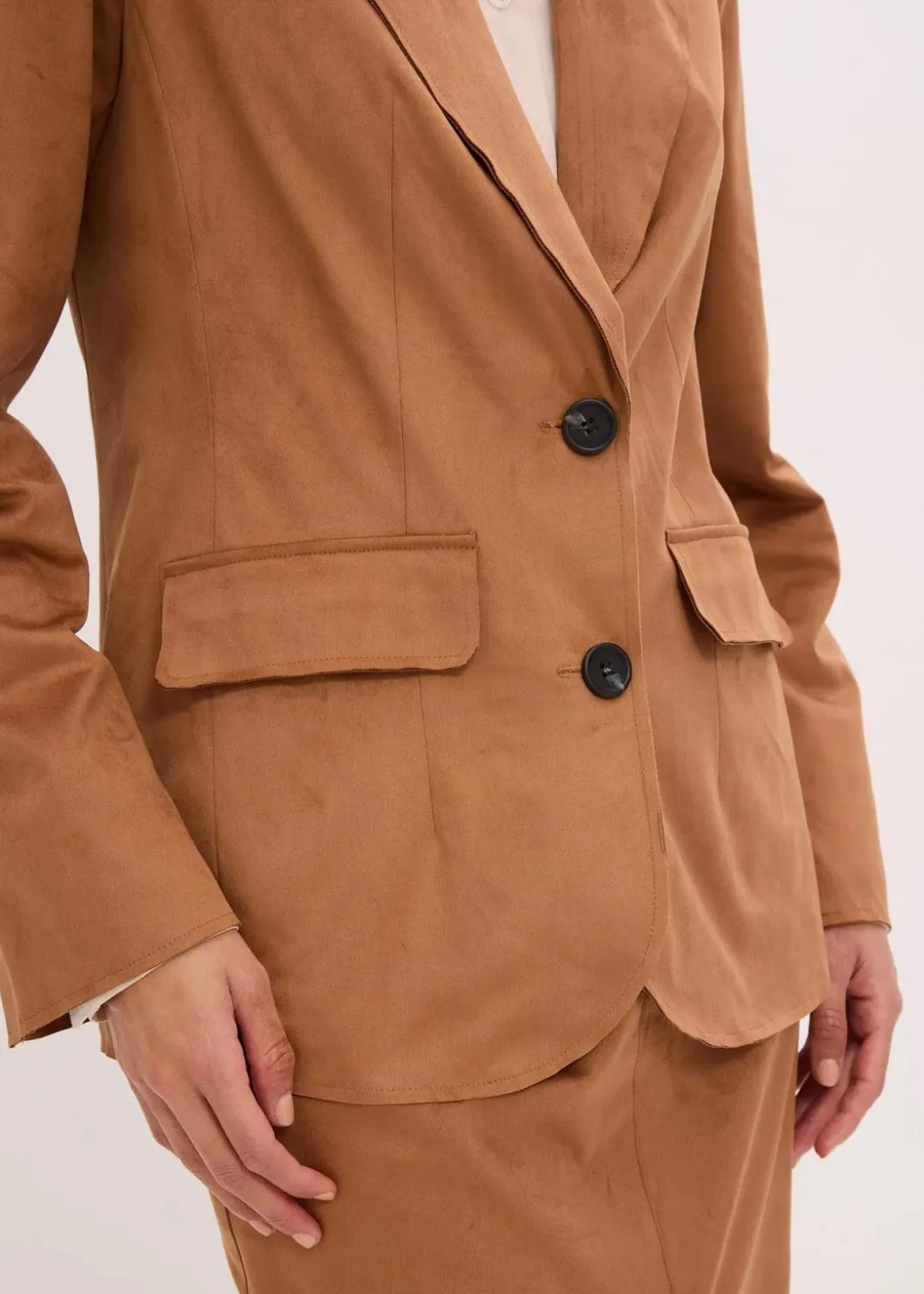 New Velourslederimitat-Blazer Damen Bekleidung·Basics|Blazer