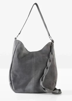 Damen bonprix Taschen|Veloursledertasche mit dekorativem Zusatzriemen